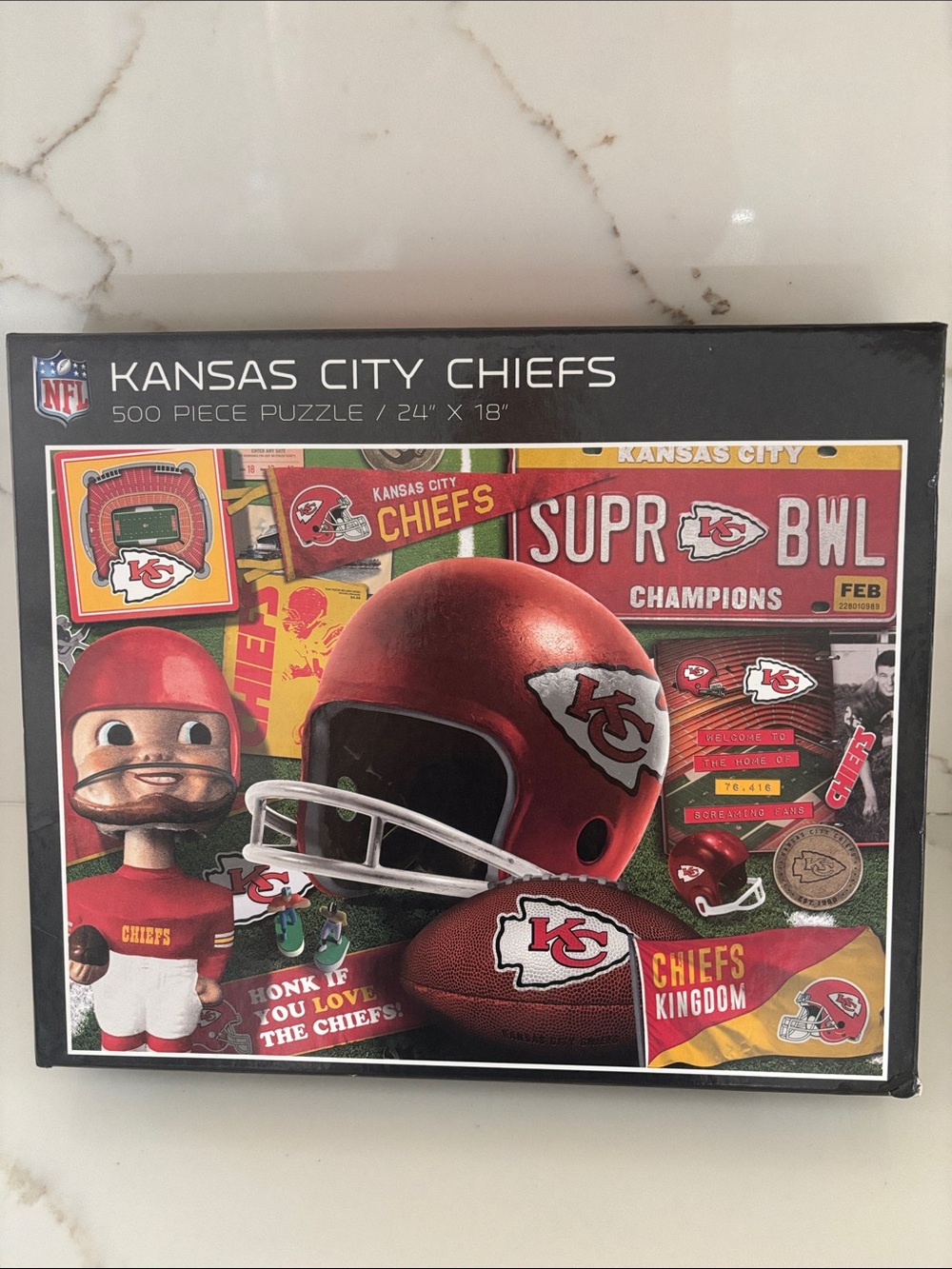NFL Kansas City Chiefs Red White Puzzle Box